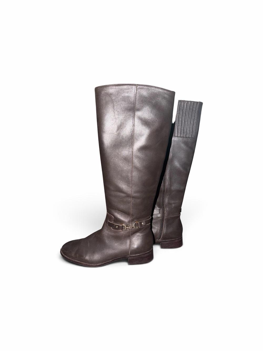 Talbots Tall Brown Leather Riding Boots with Harness Detail